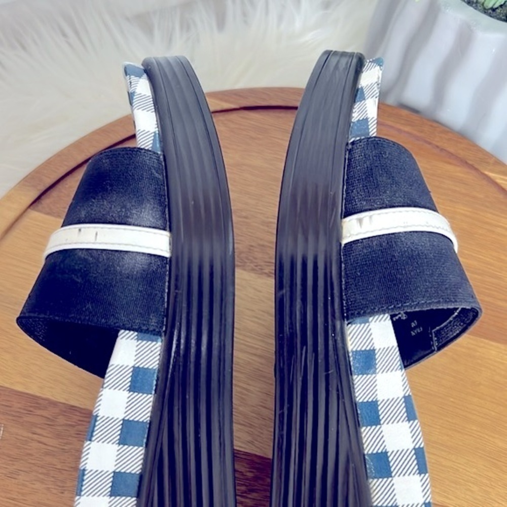 DONALD PLINER Navy White Fifi Wedge Flip Flop Summer Nautical Sandal 6 - Picture 9 of 11